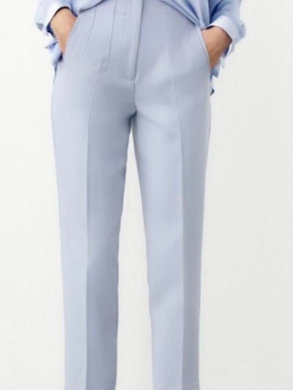 Zara Light Blue Straight Leg Trousers